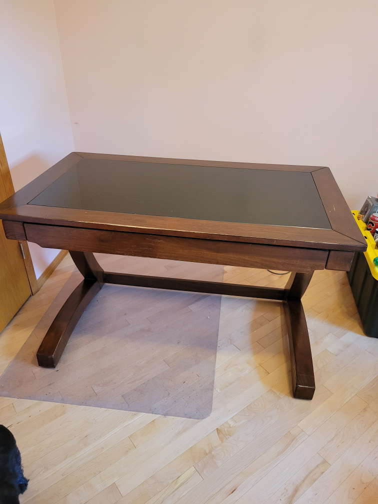 Glass Top Desk with Drawer