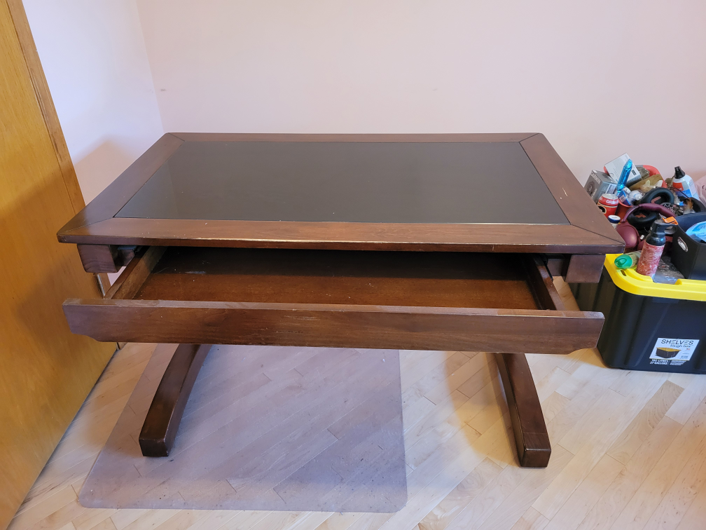 Glass Top Desk with Drawer - photo 2