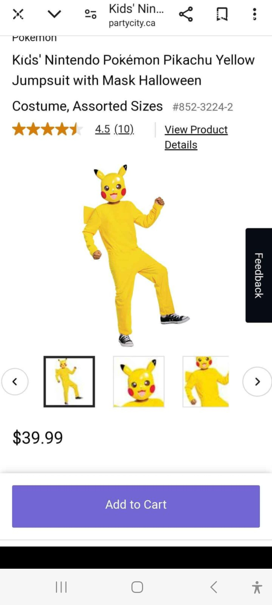 Kids' Nintendo Pokemon Pikachu Yellow Jumpsuit Costume - photo 2