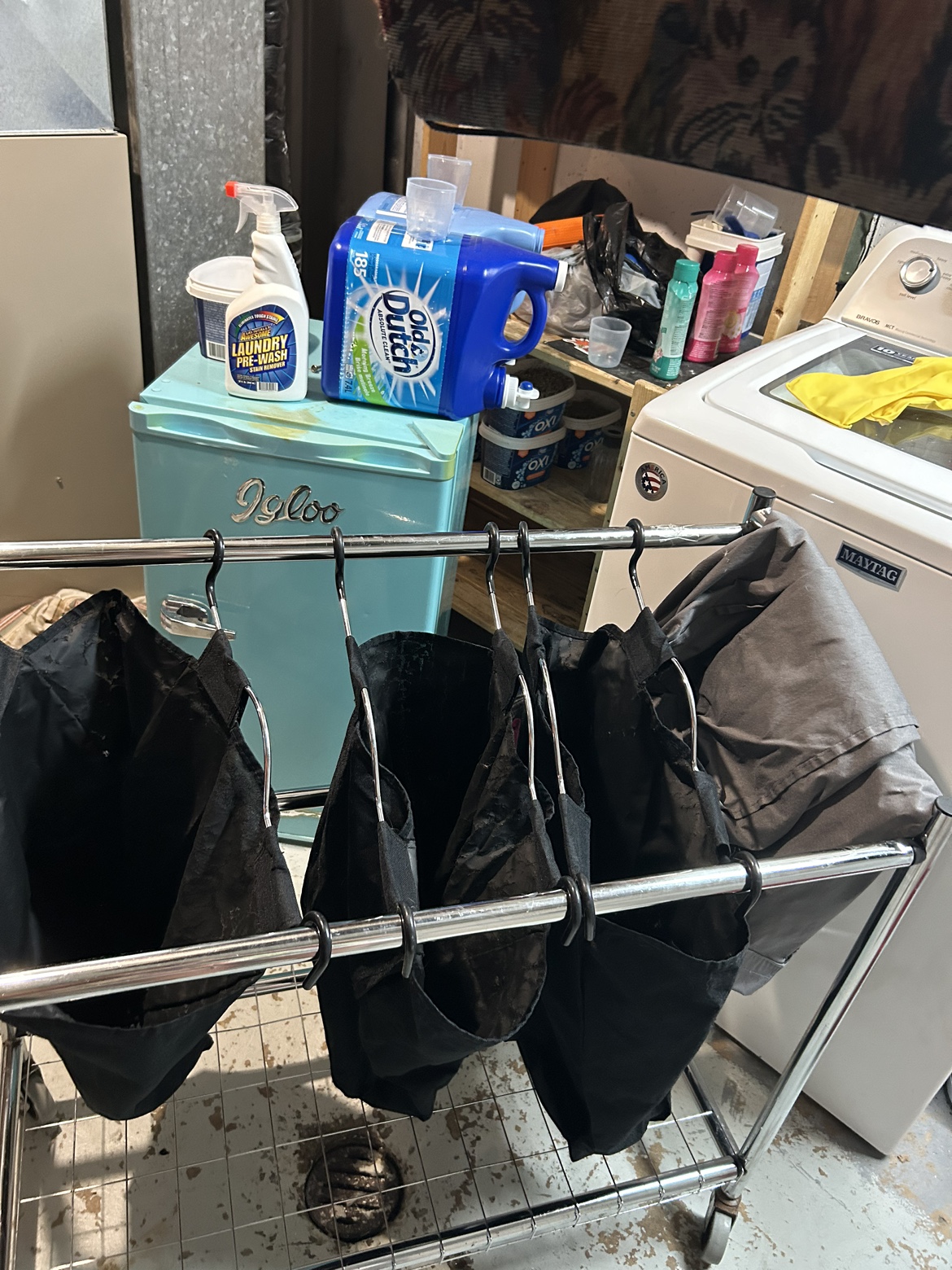 Laundry Cart with Hanging Bags