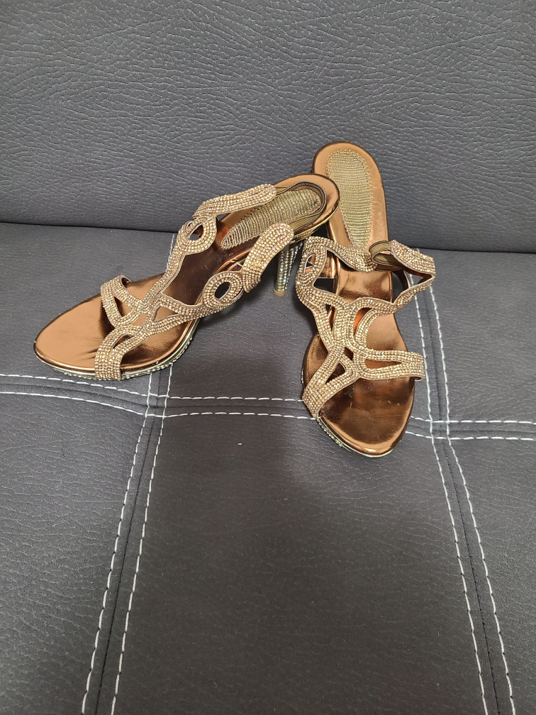 Gold/Bronze Crystal Heels thumbnail