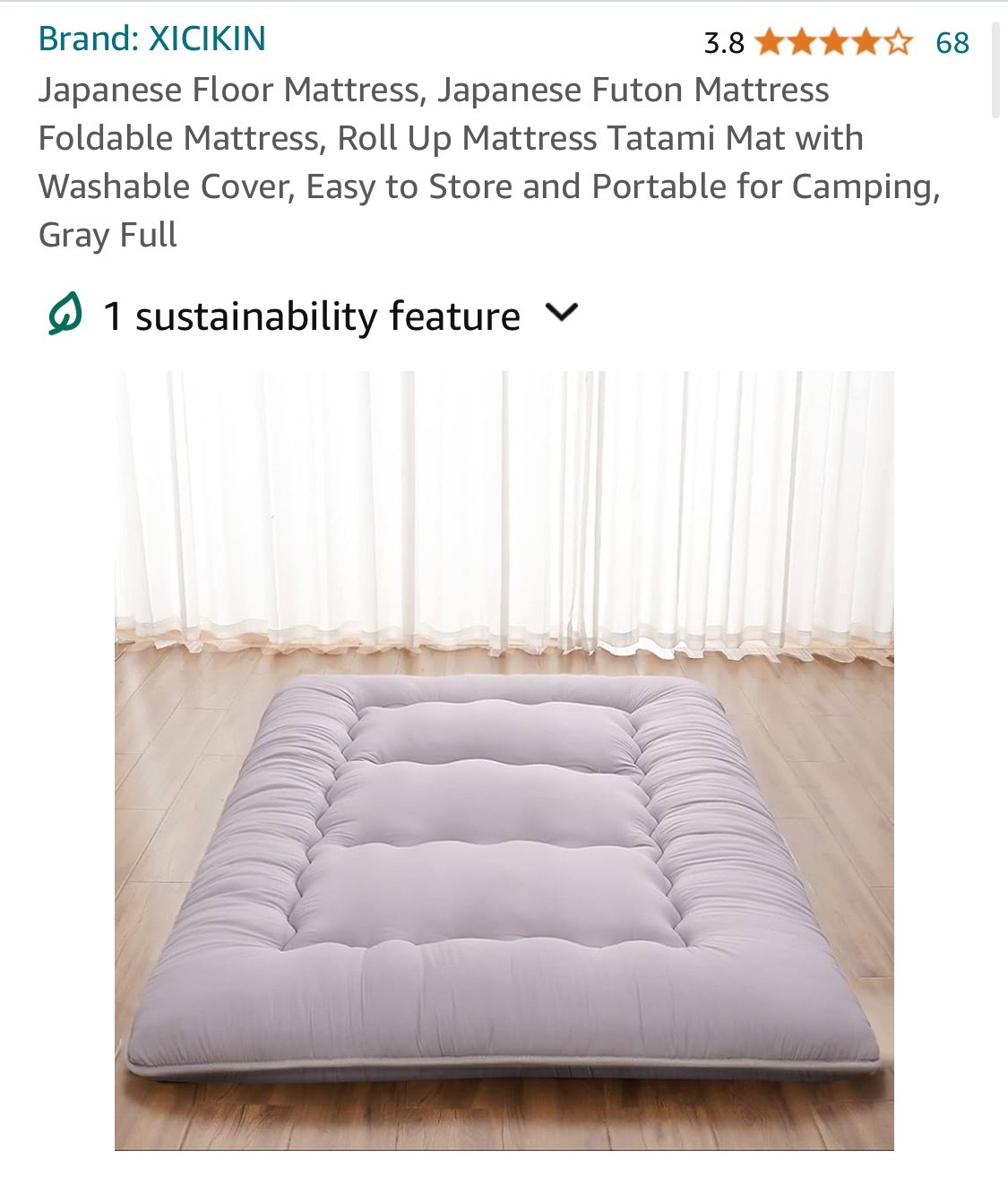 Gray Full Size Futon Mattress