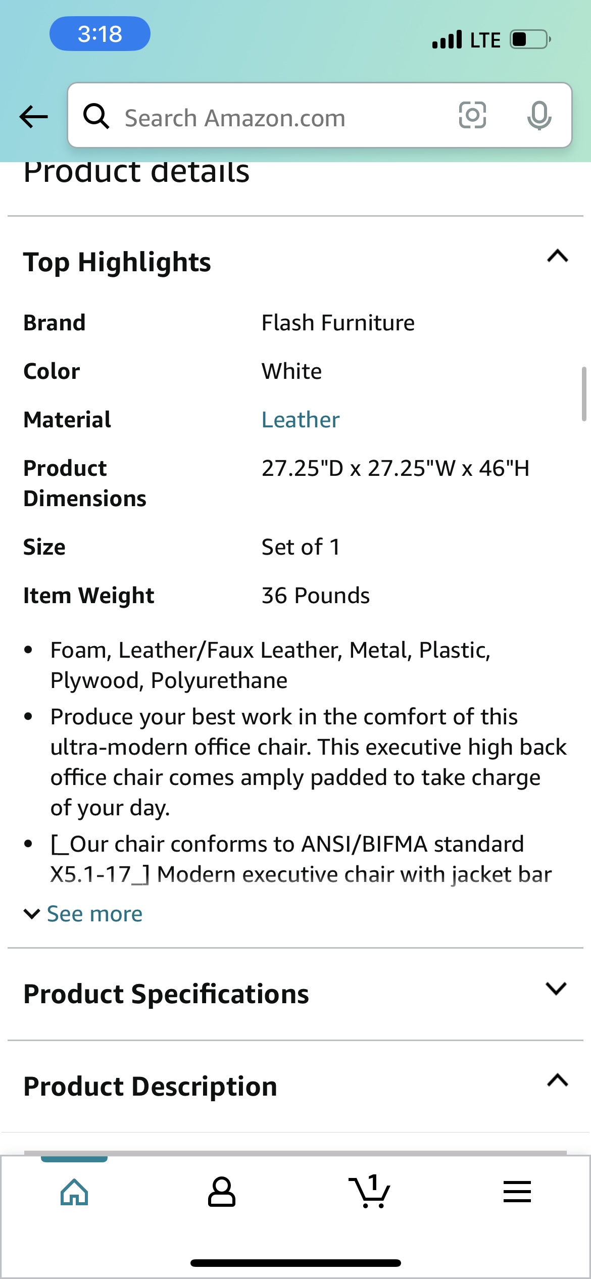 LUX Modern Mid-White Desk Chair - photo 3