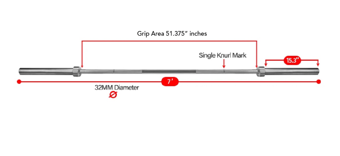 Olympic Bar - 86", 32mm, 44LB - 700LB Rating - photo 3