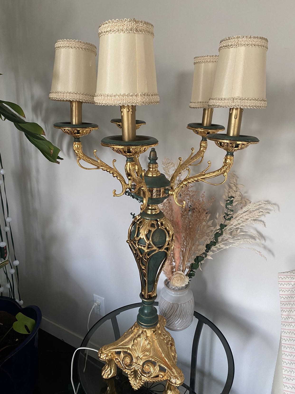 Vintage Ornate 5-Arm Candelabra Lamp
