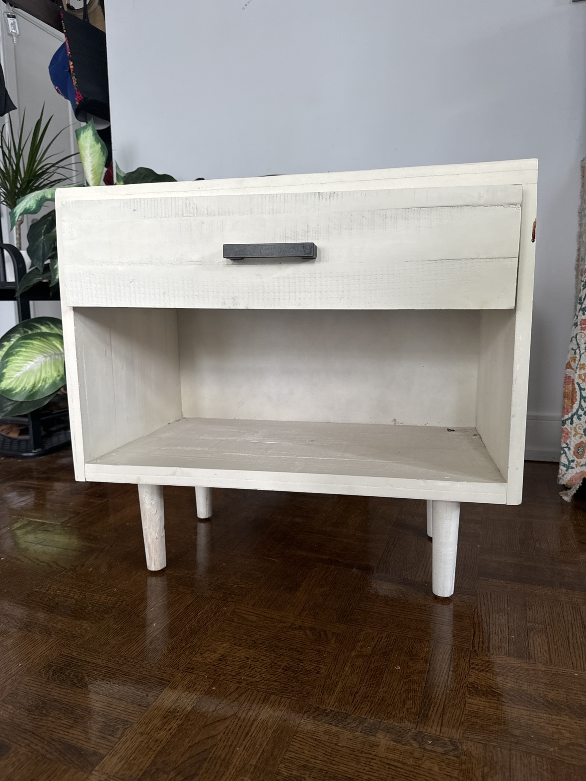 Wooden White side table with drawer - photo 2
