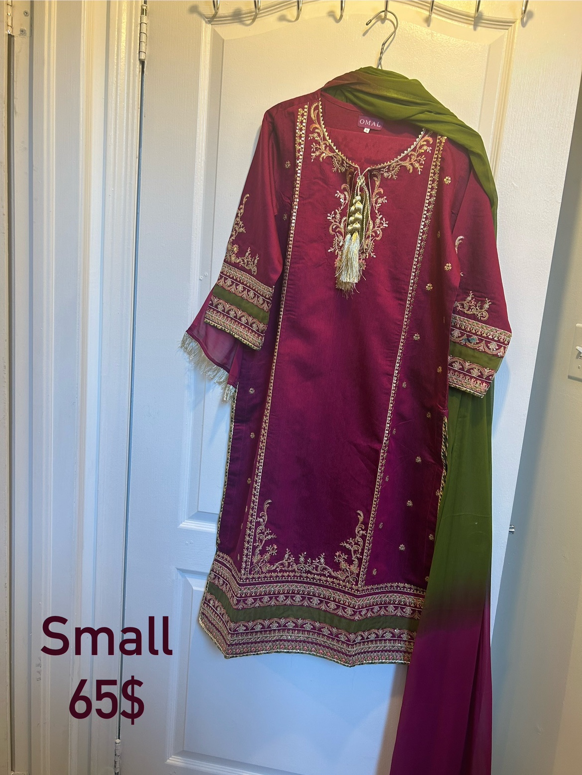 Pink and Green Embroidered Three-Piece Suit thumbnail