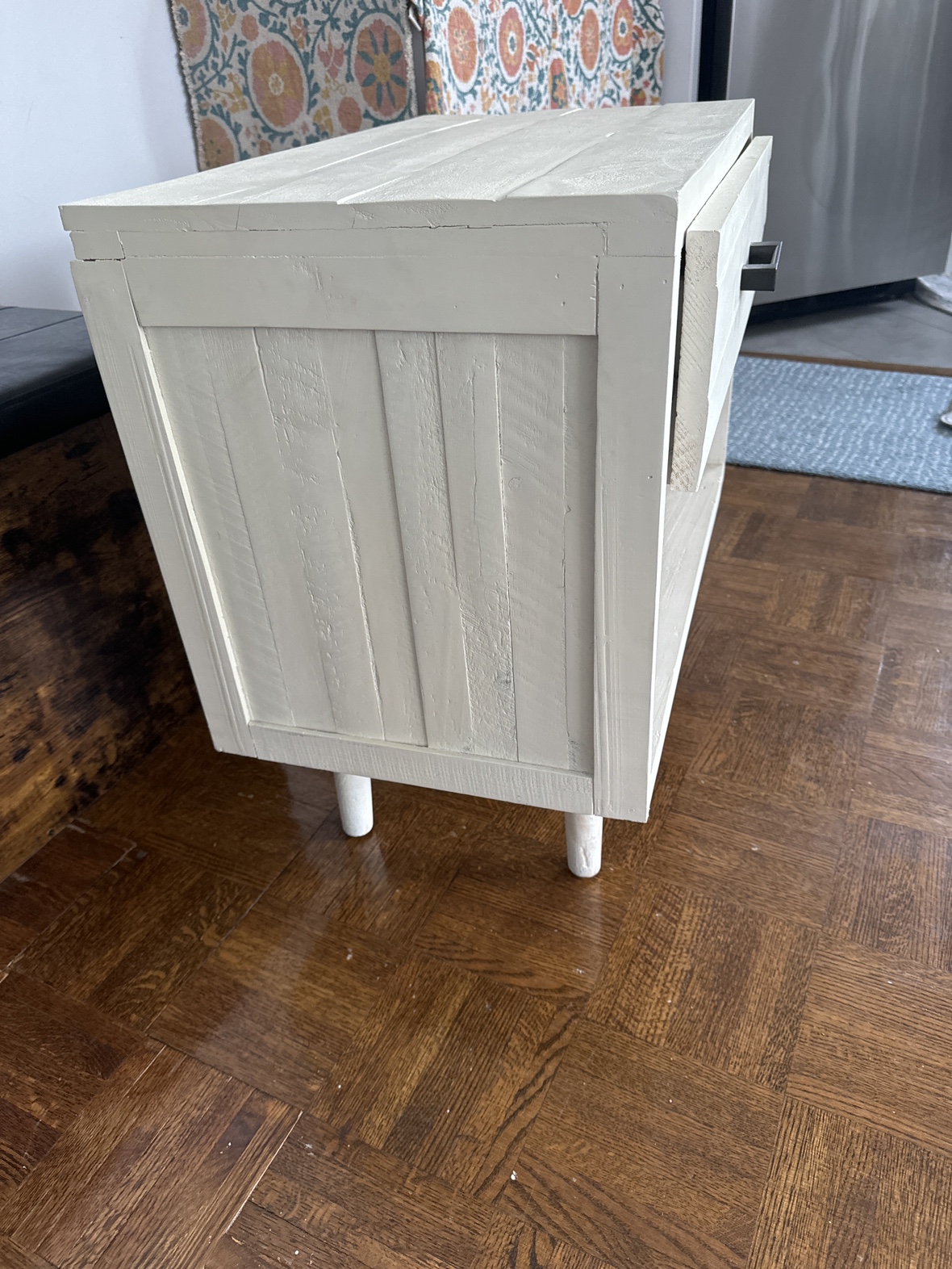 Wooden White side table with drawer - photo 3