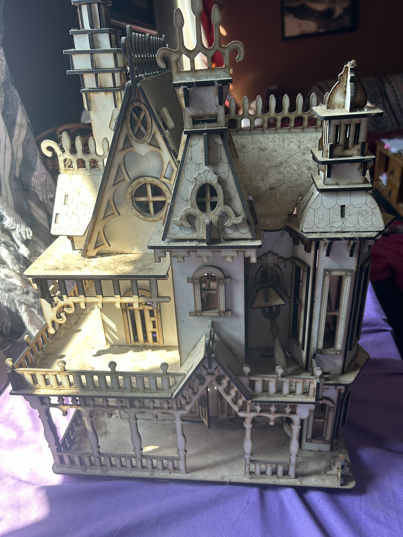Unique handcrafted wood dollhouse with furniture - photo 2