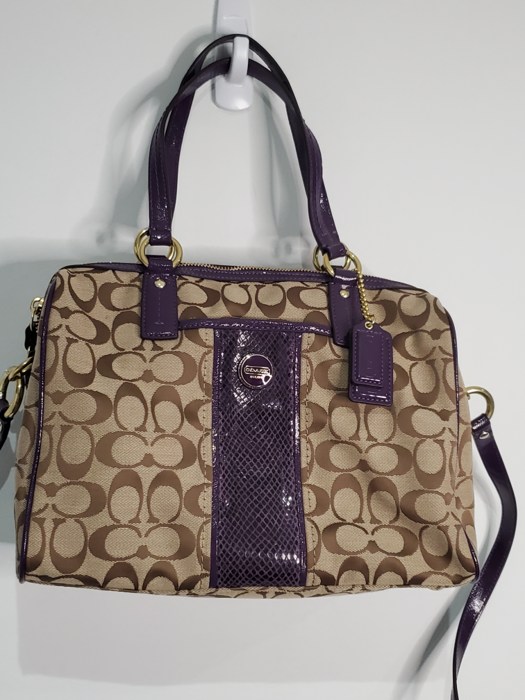 Coach Signature Tan & Purple  Stripe Handbag & crossbody thumbnail
