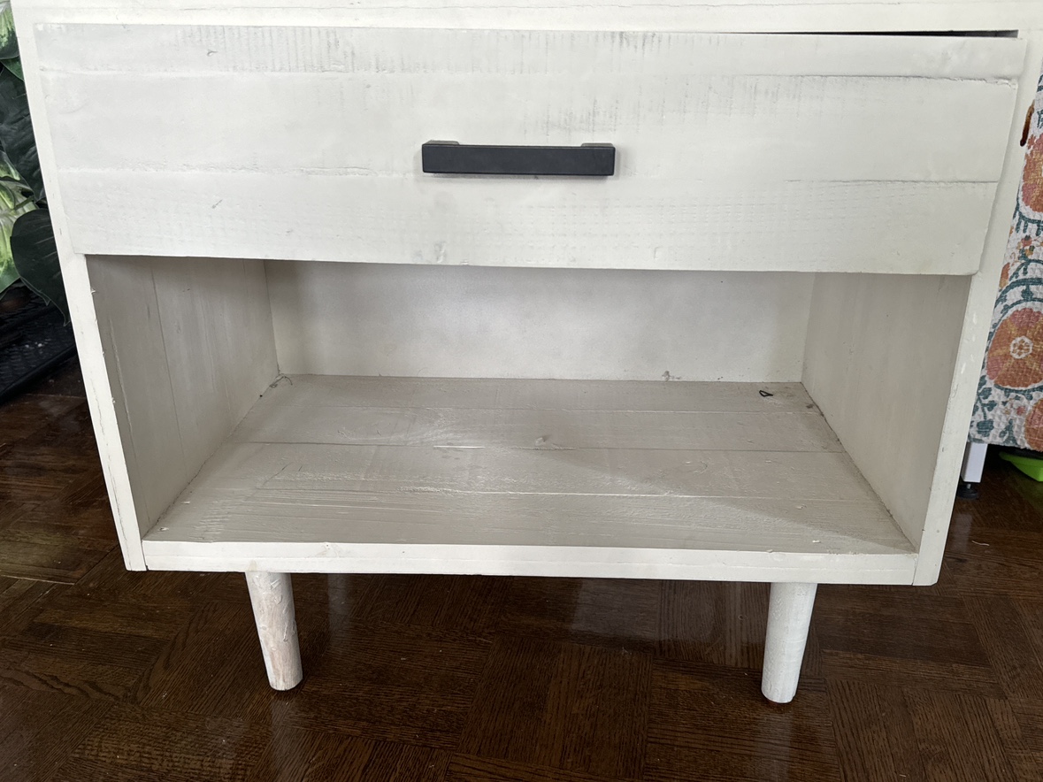 Wooden White side table with drawer