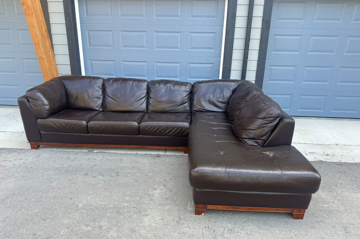 Genuine Leather section couch for sale.FREE DELIVERY