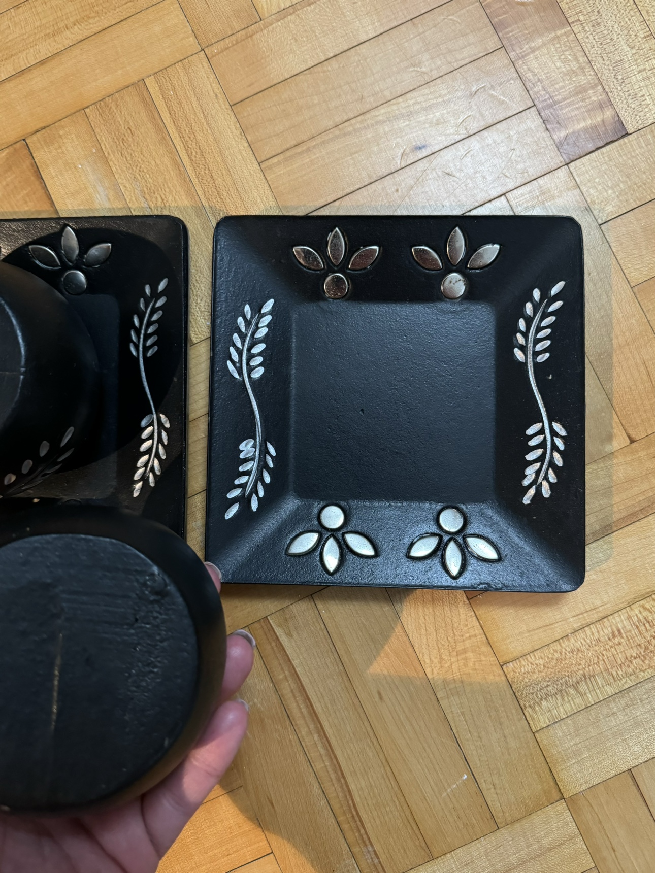 Black Candle Holders with Silver Detail Set image indicator(3)