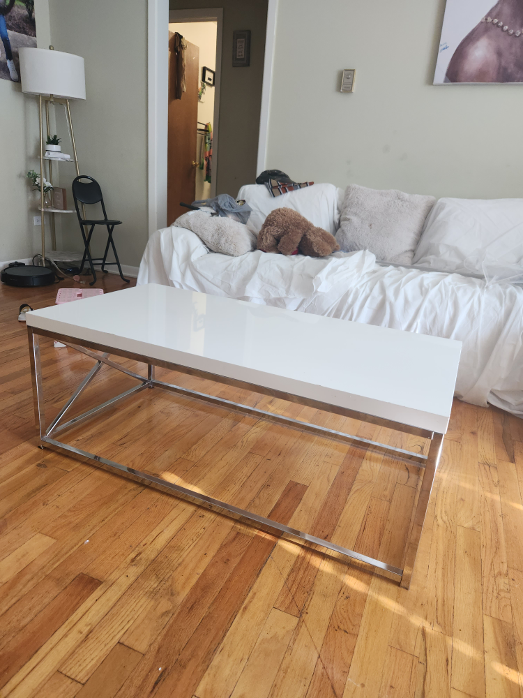 White Coffee Table with Chrome Legs