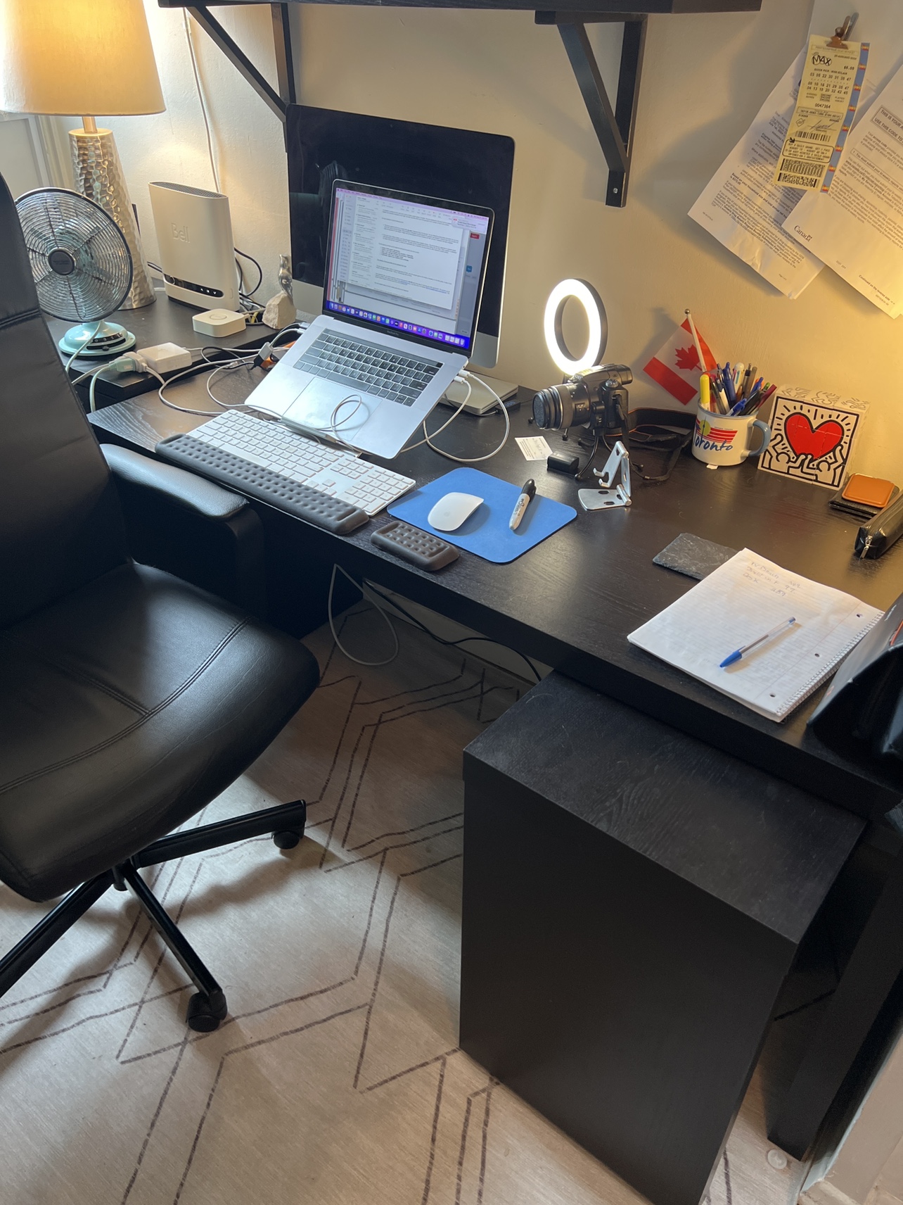 Black L-Shaped Desk with Chair included - photo 4