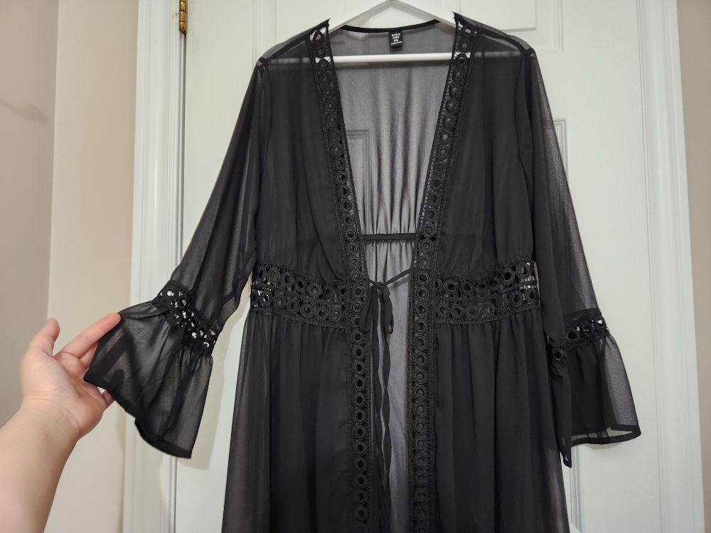 Black Lace-Up Beach Coverup Kimono - photo 4