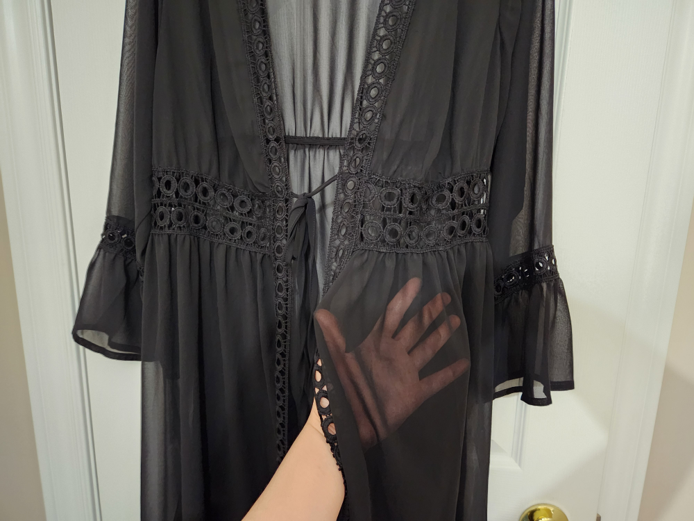Black Lace-Up Beach Coverup Kimono - photo 5