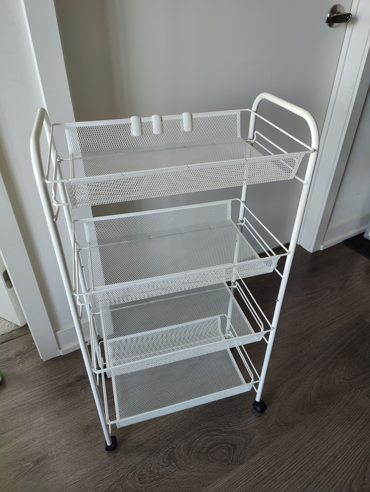 4 tier White Rolling Storage Cart thumbnail