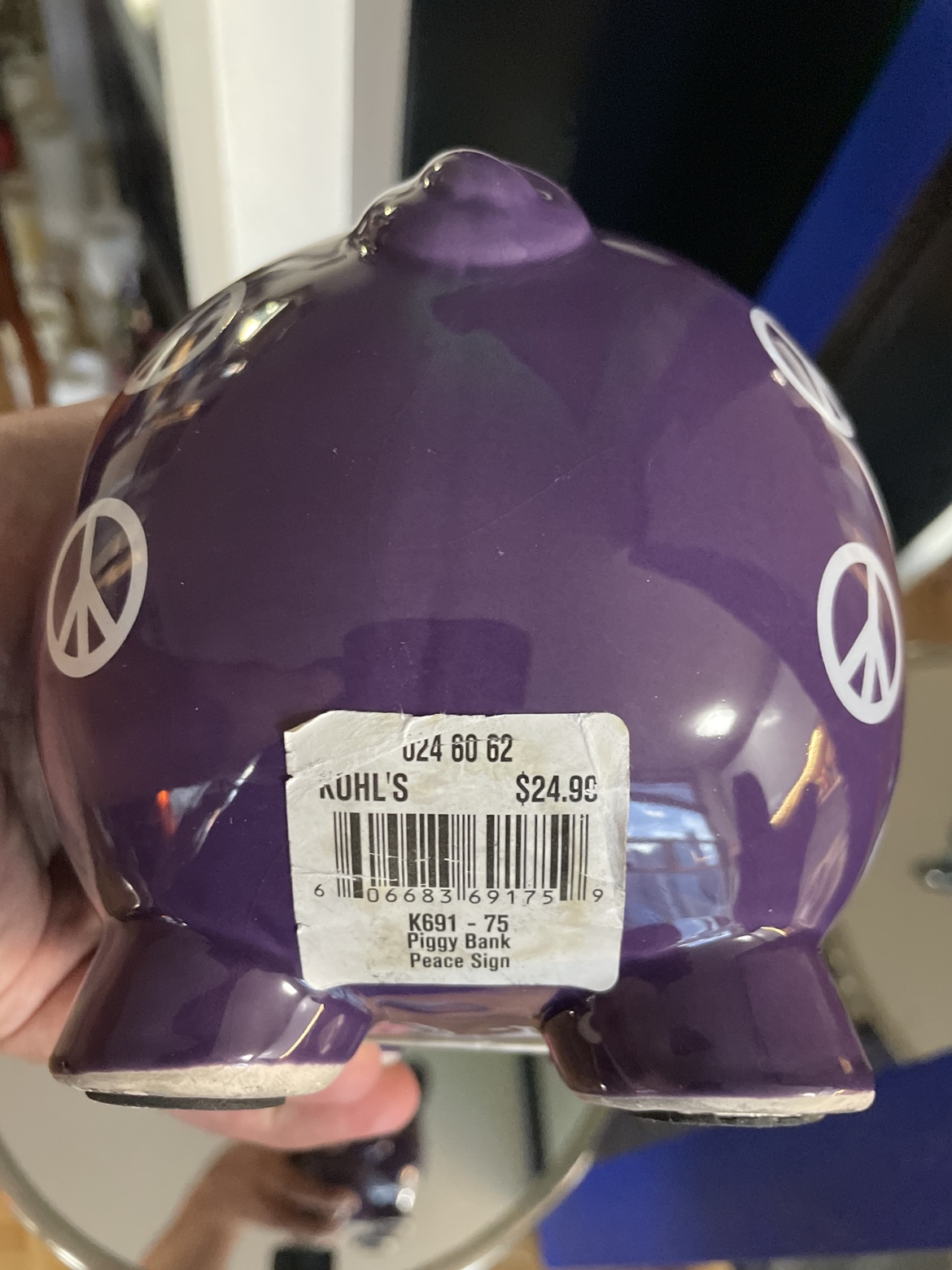 Porcelain Peace Sign Piggy Bank and Money Sign Piggy Bank image indicator(7)