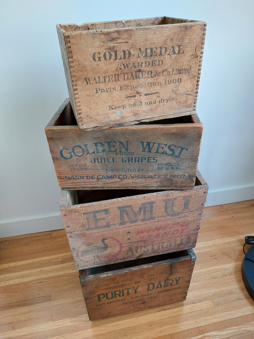 Antique Wooden Advertising Crates