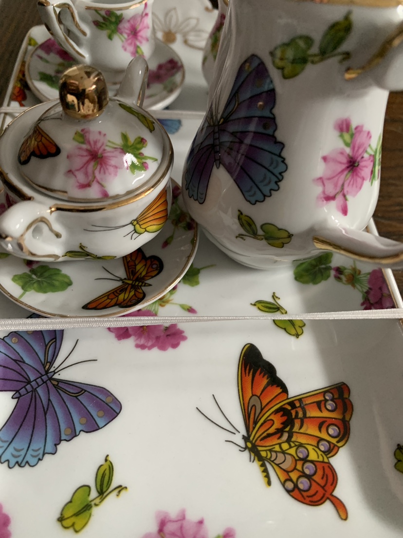 Miniature China Tea Set.Plate,Cup,Tea Pot image indicator(7)