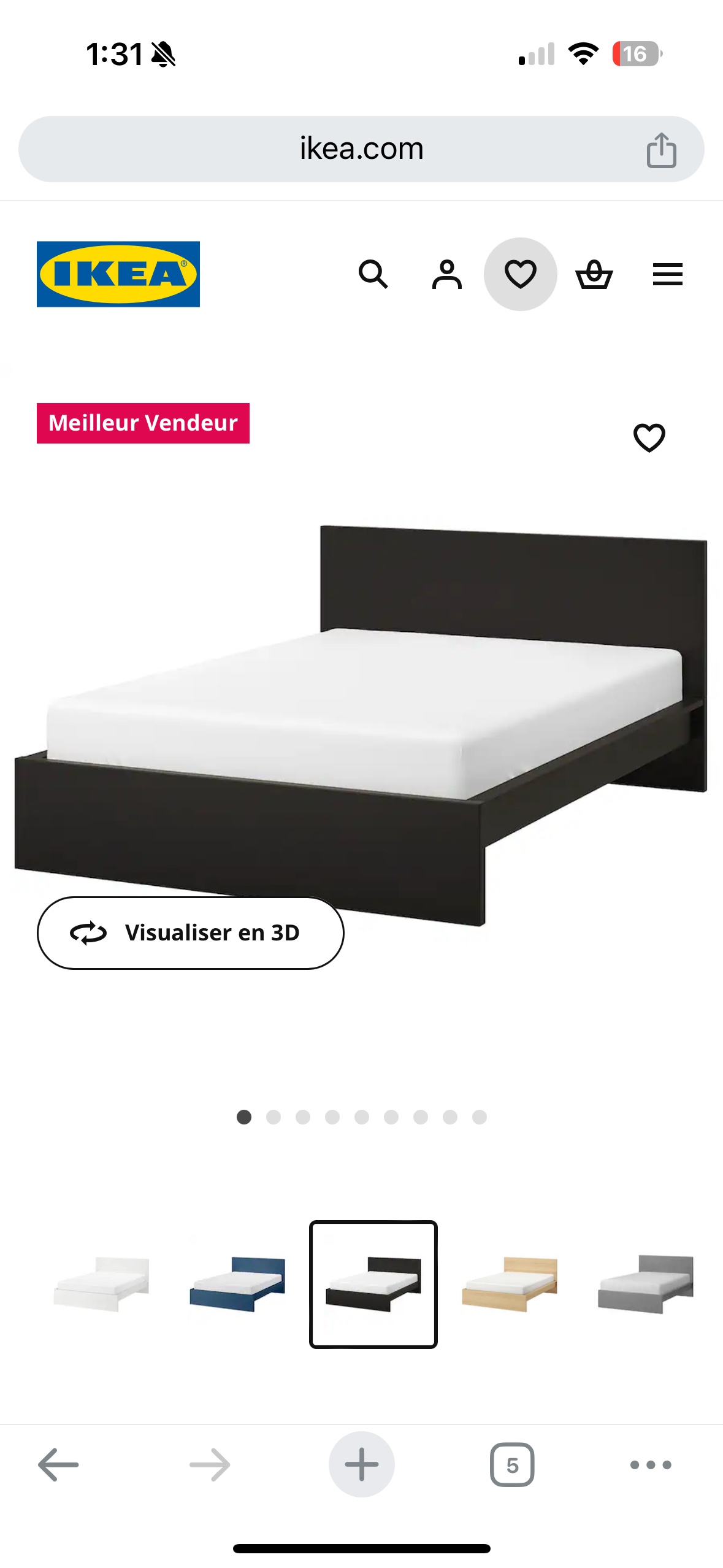 MALM IKEA Bed frame black + Slatted bed base LUROY thumbnail