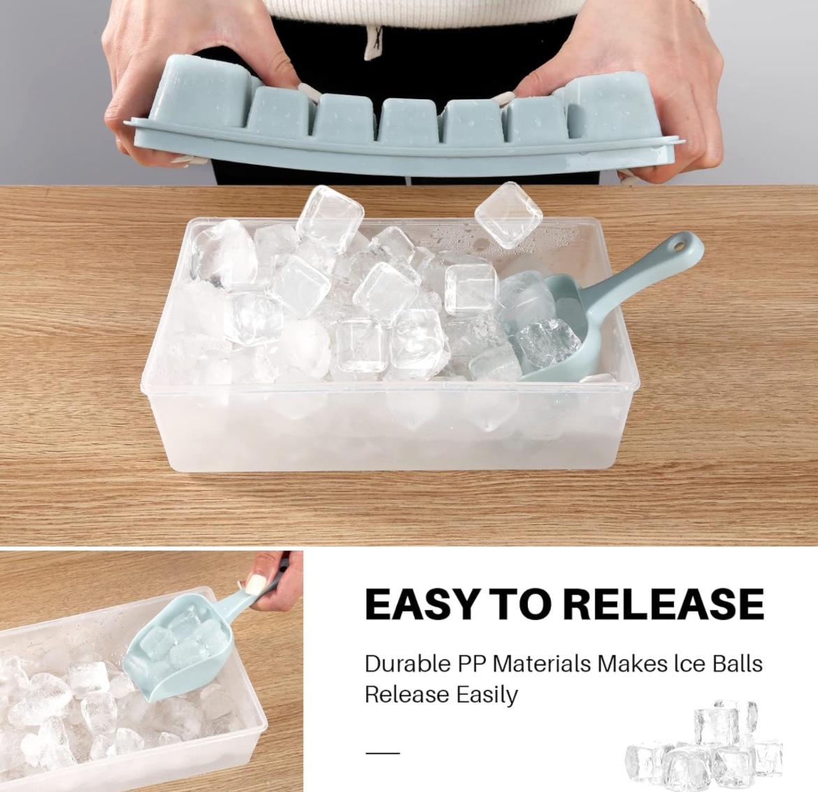 Ice Cube Tray with Lid and Bin & Scoop image indicator(5)