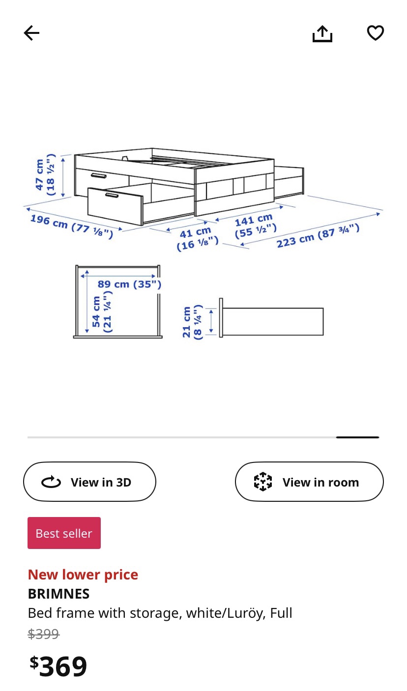 IKEA BRIMNES Double Bed with storage - photo 4