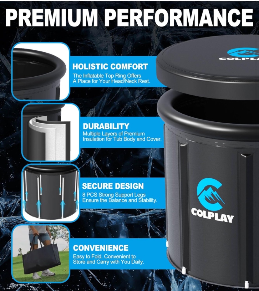 Colplay XL Large Portable Ice Bath Tub 35.5" x 29.5", 116g - photo 3