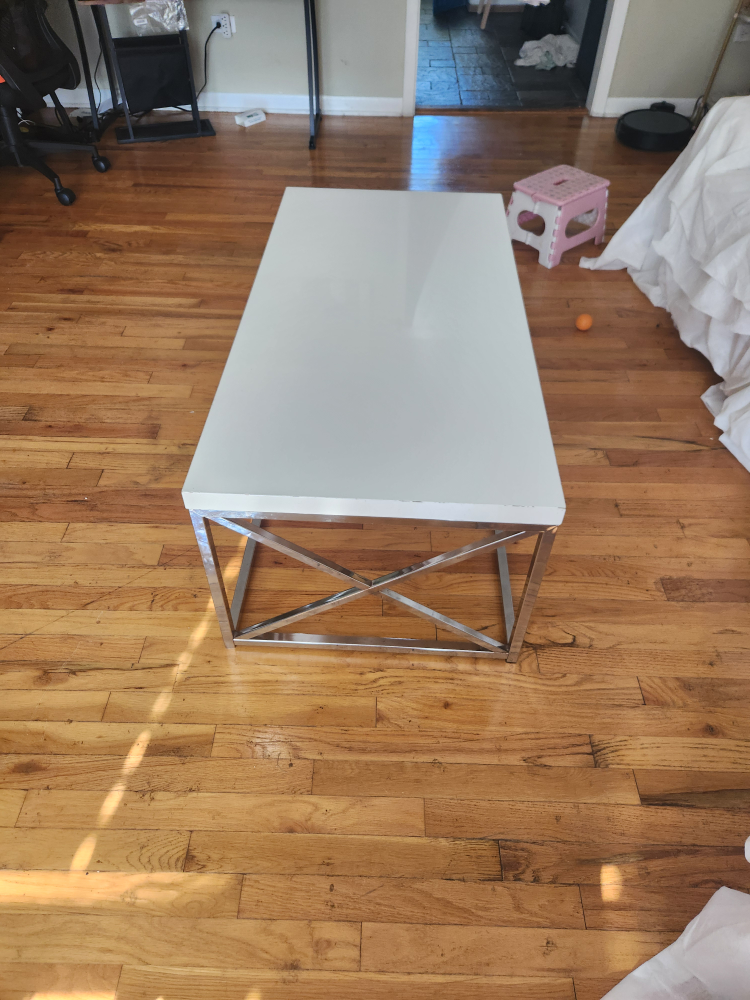 White Coffee Table with Chrome Legs - photo 2