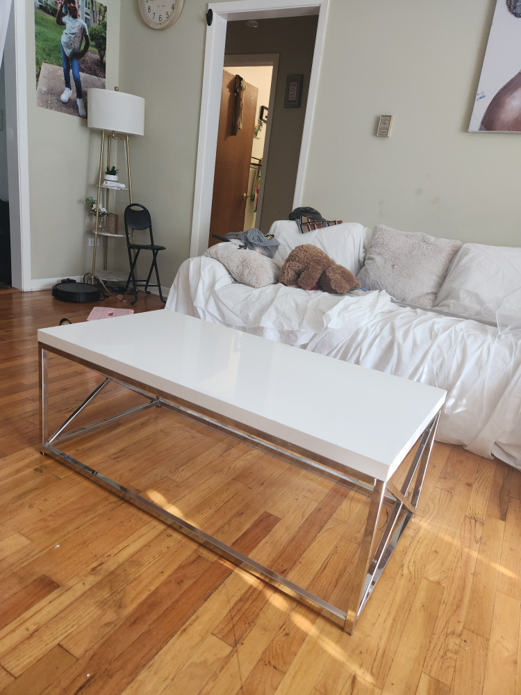 White Coffee Table with Chrome Legs - photo 3