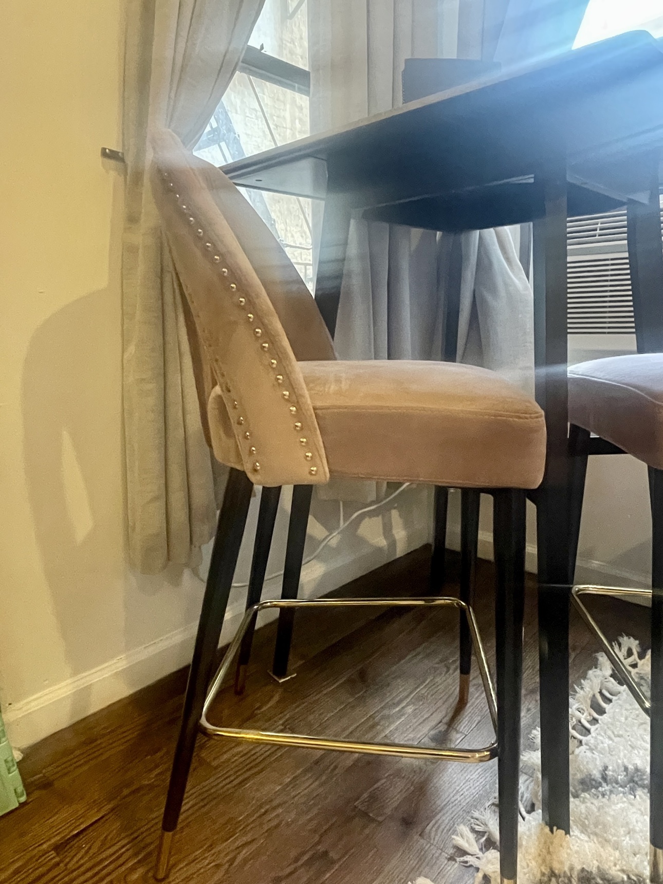 Velvet bar stools and high top table set - photo 3