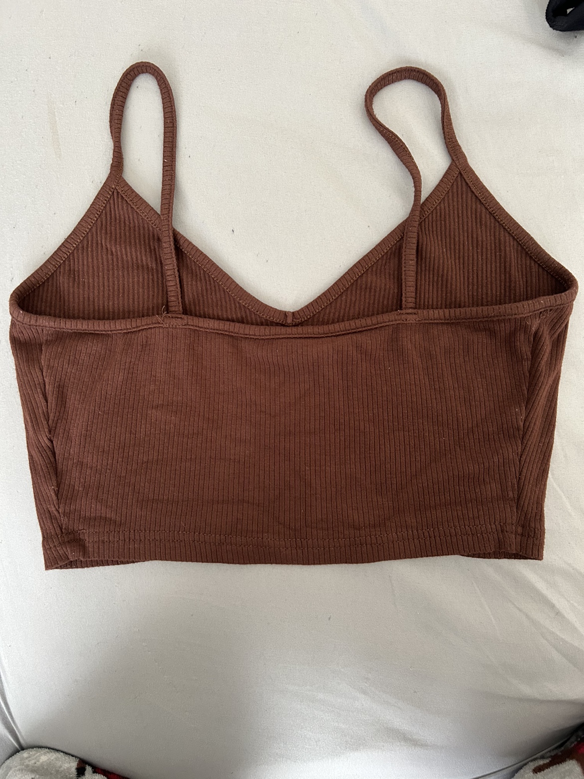 Brown Ribbed Crop Top - photo 2