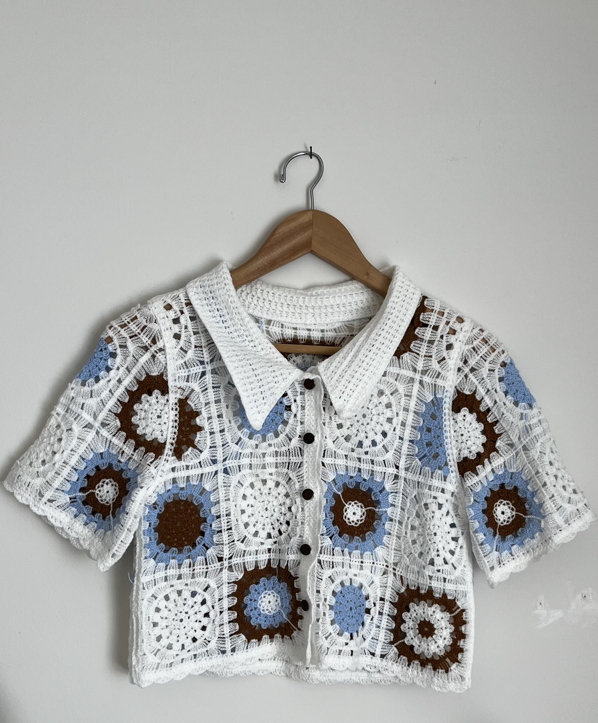 Crochet Floral Short Sleeve Blouse - From Korea - photo 2