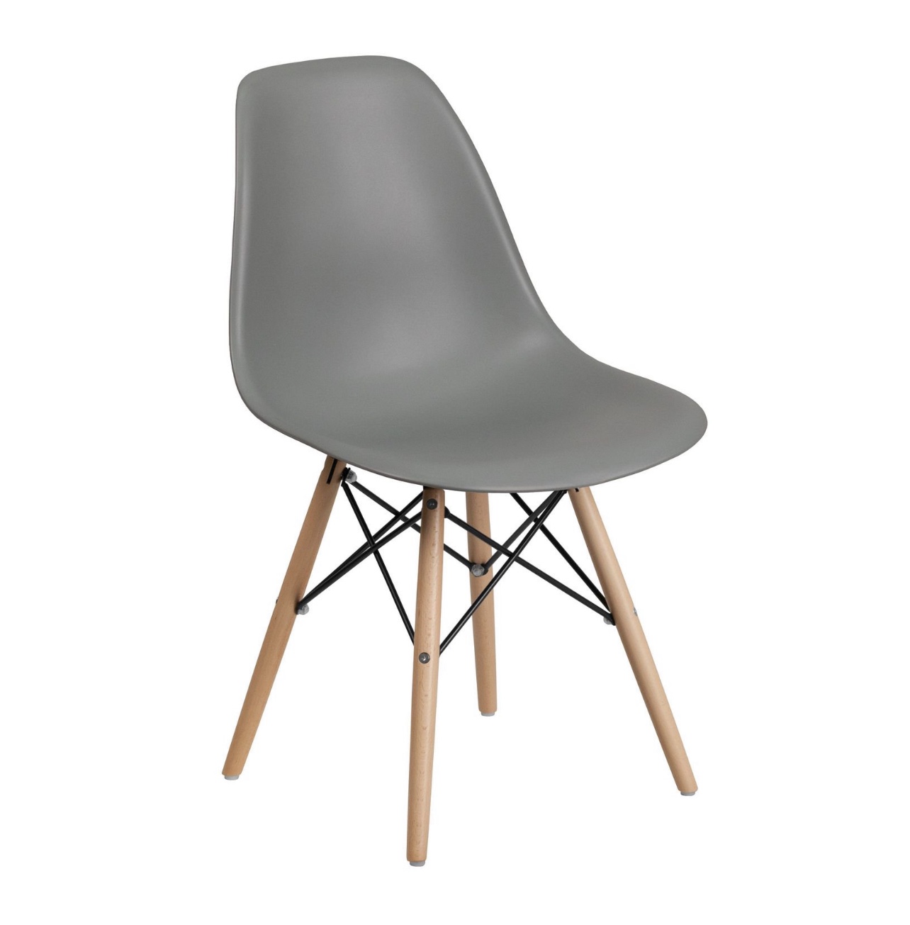 Elon Series Moss Gray Plastic Chair with Wooden Legs 4 chairs