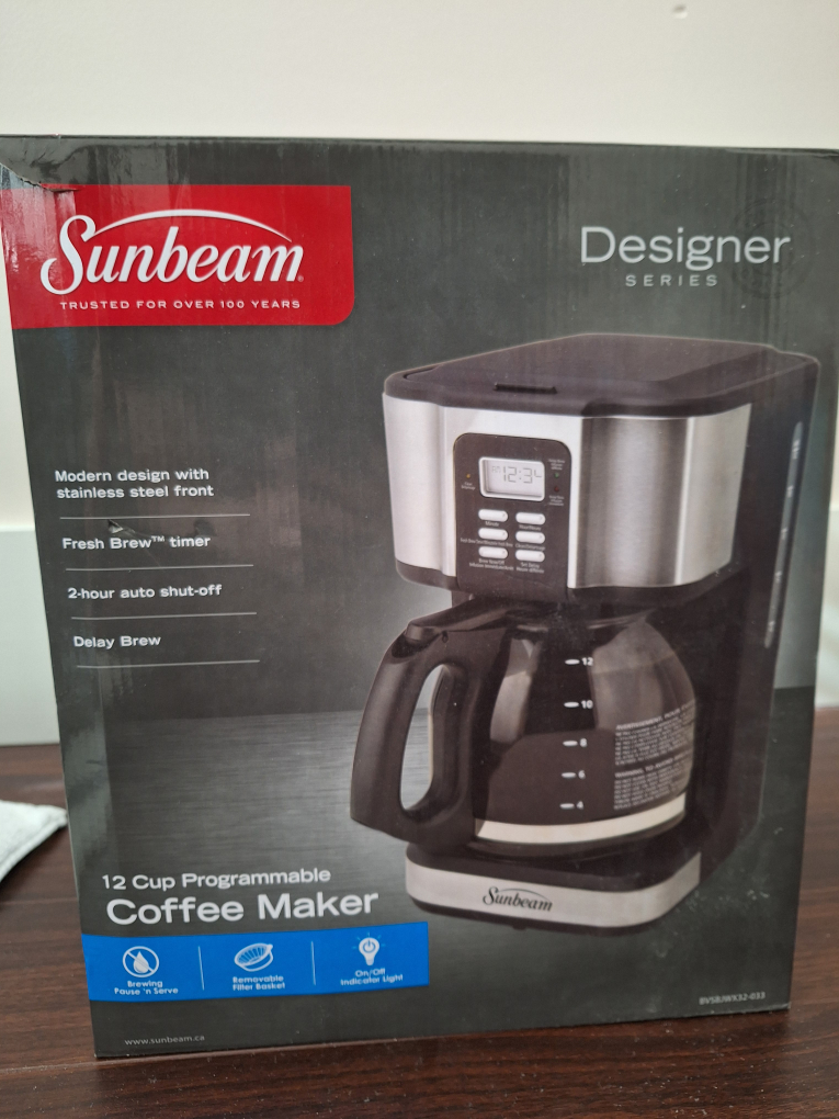 BRAND NEW Sunbeam 12 Cup Programmable Coffee Maker thumbnail