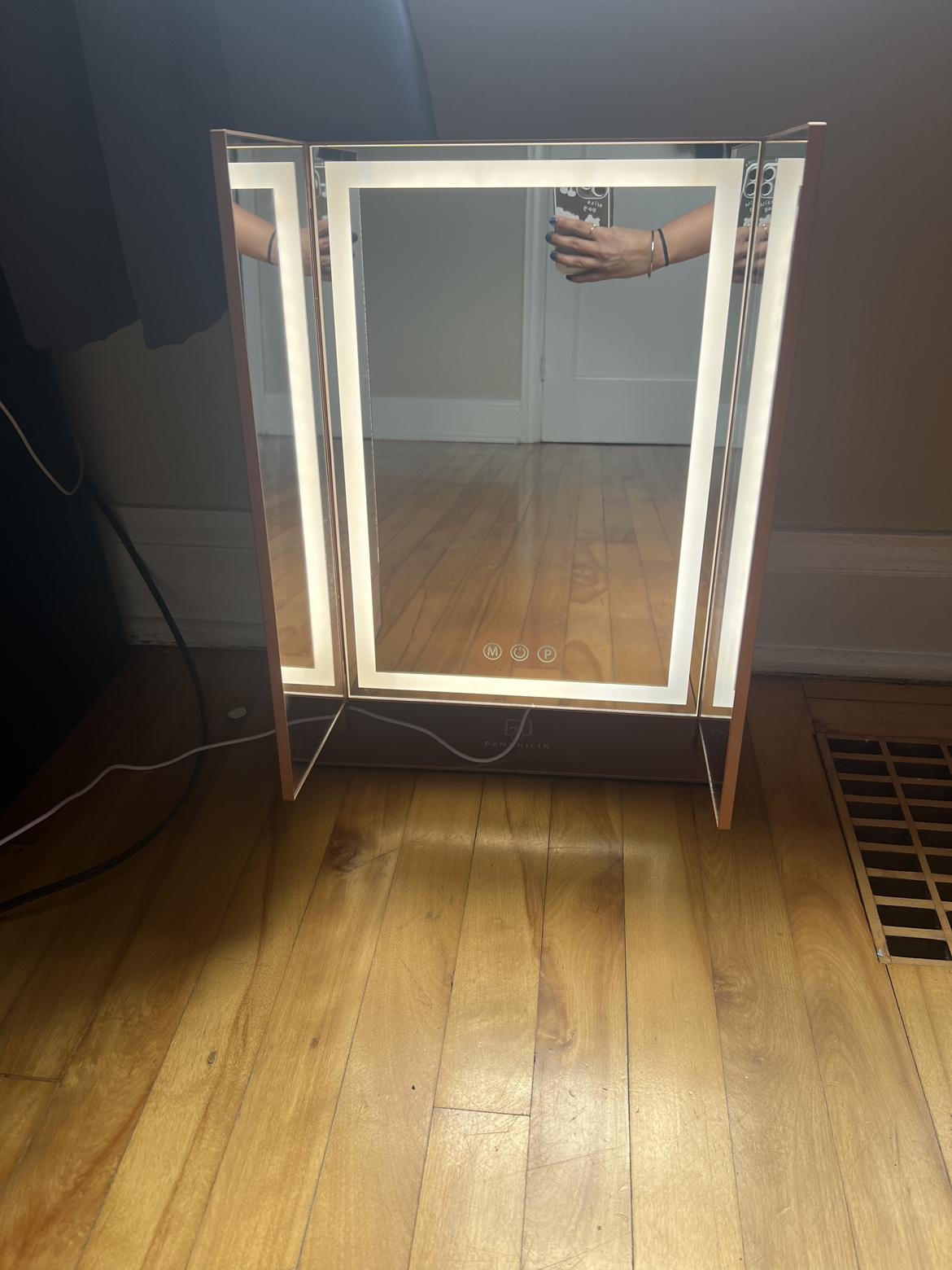 Tri-Fold Lighted Makeup Mirror