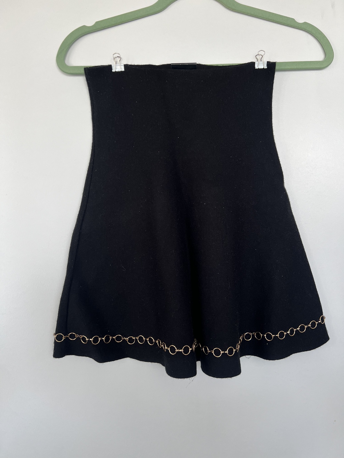 Zara Knit Black Chain Hem Skirt