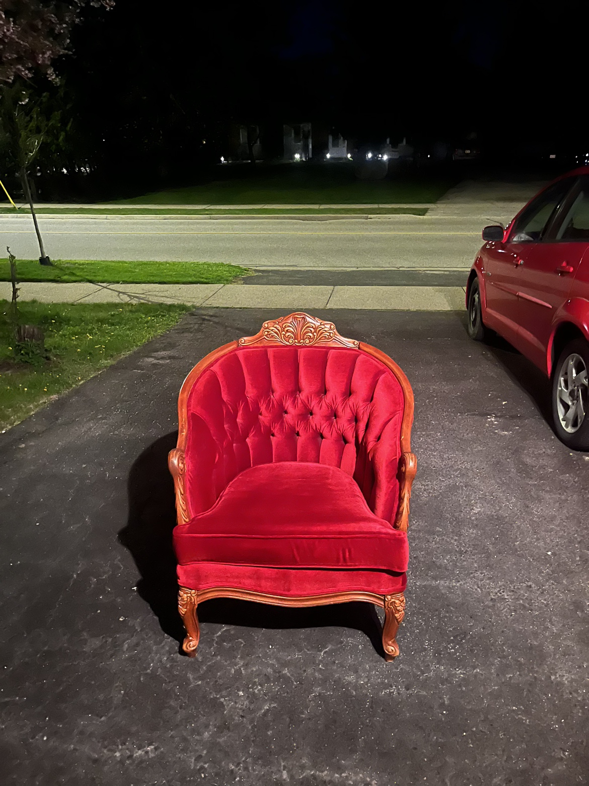 3 piece vintage Red Velvet Sofa Set image indicator(3)