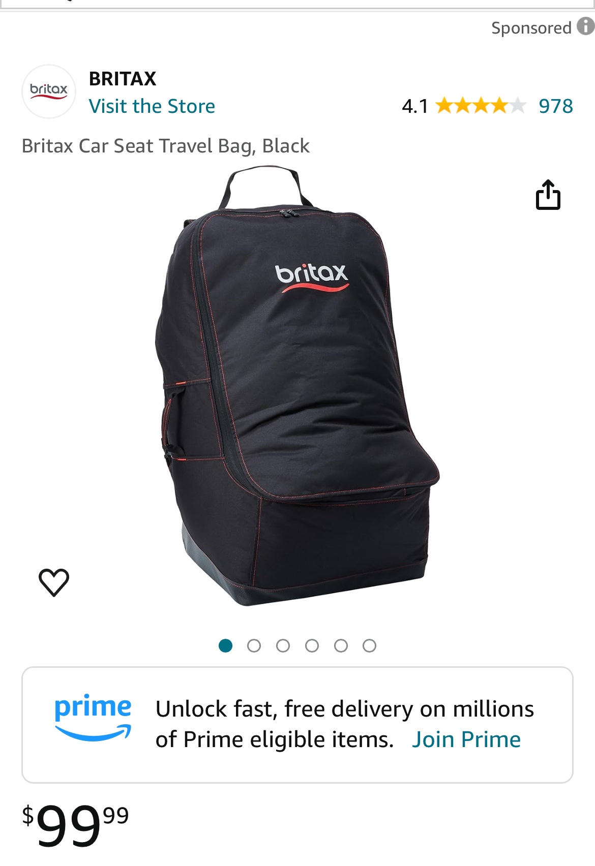Britax Car Seat Travel Bag, Black thumbnail