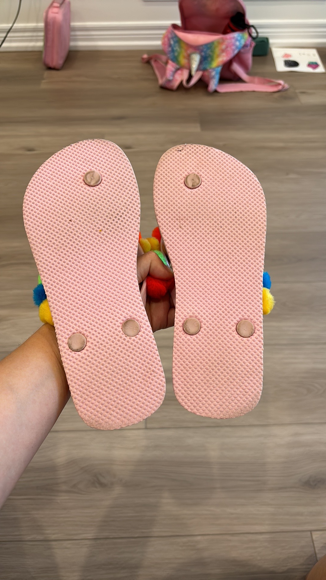 Rainbow Pom Pom Flip Flops size 5 image indicator(2)