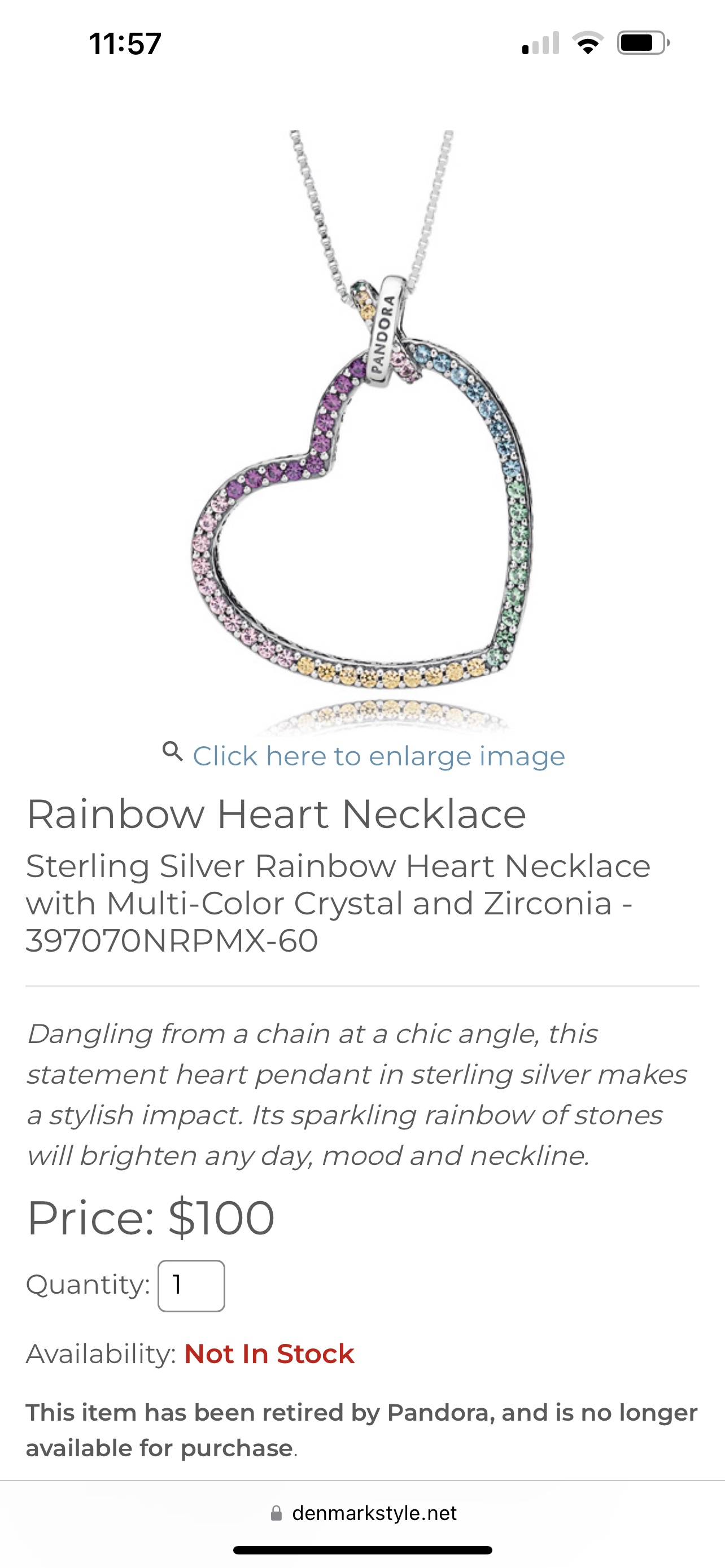 Pandora Rainbow Heart Necklace Pendant - photo 2