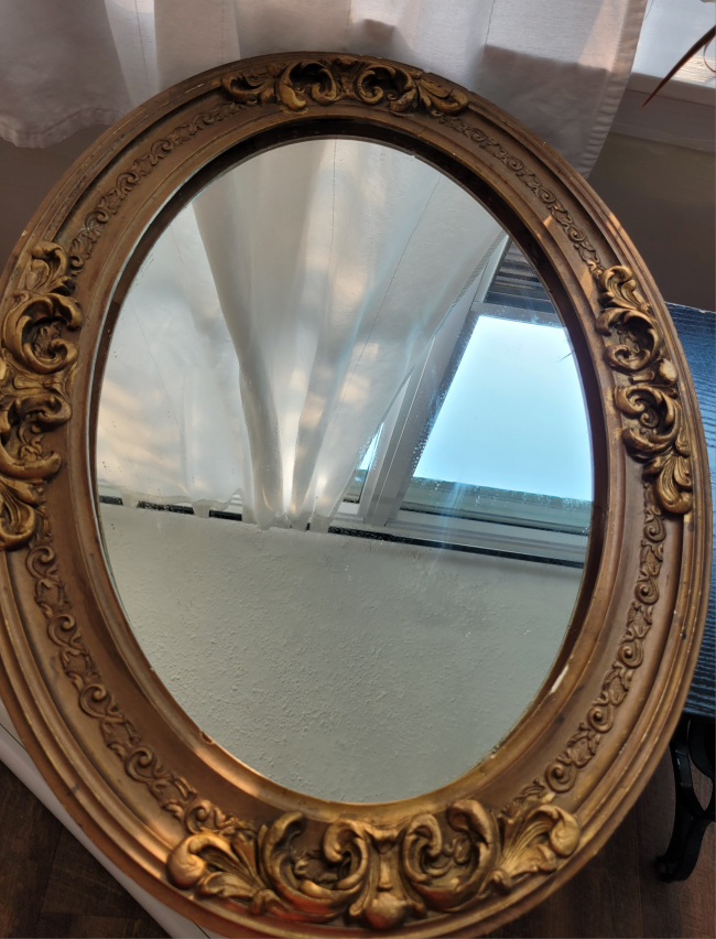 Antique Ornate Gold Oval Mirror thumbnail