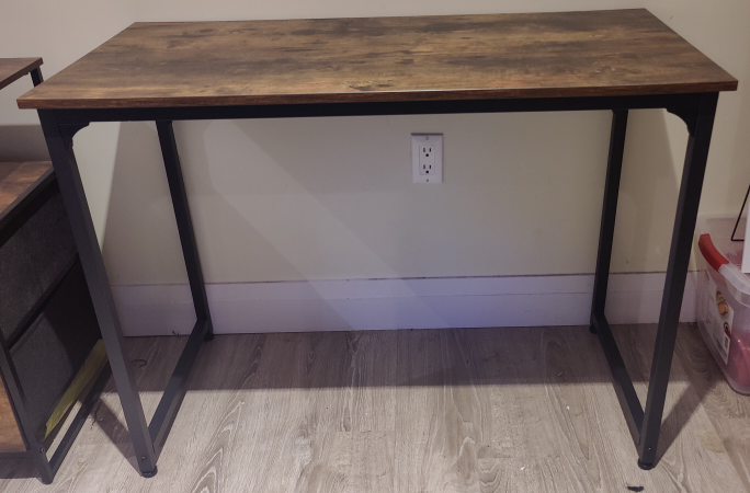 Wooden desk with metal frame
