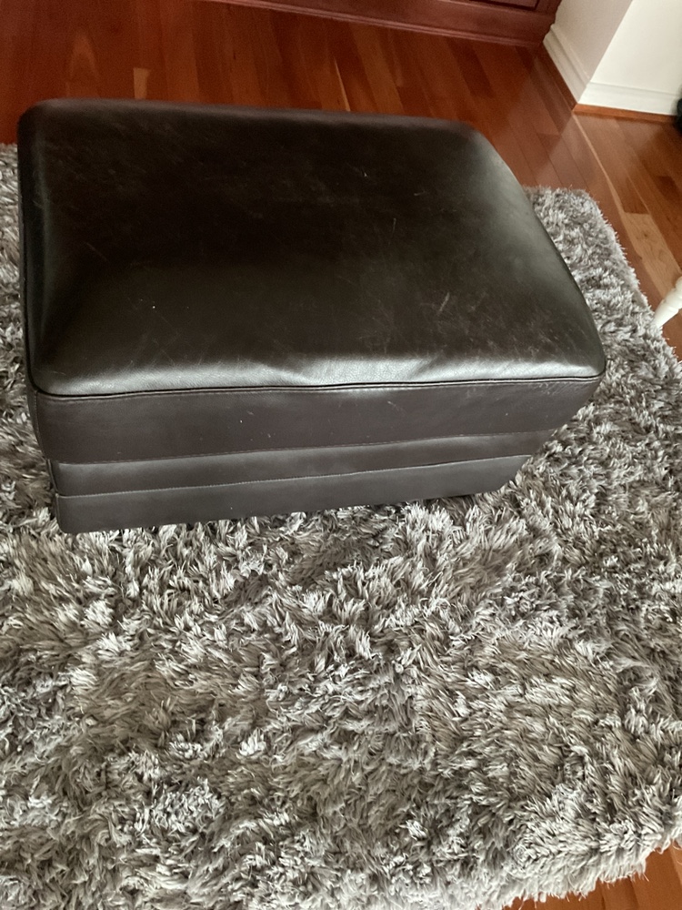 Brown Leather Armchair with Storage Ottoman - photo 2