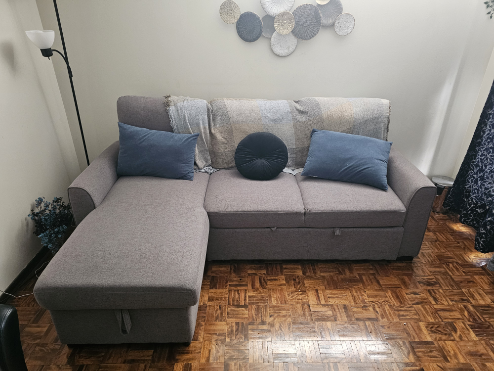 Grey Sectional Sofa with Pull-Out Bed