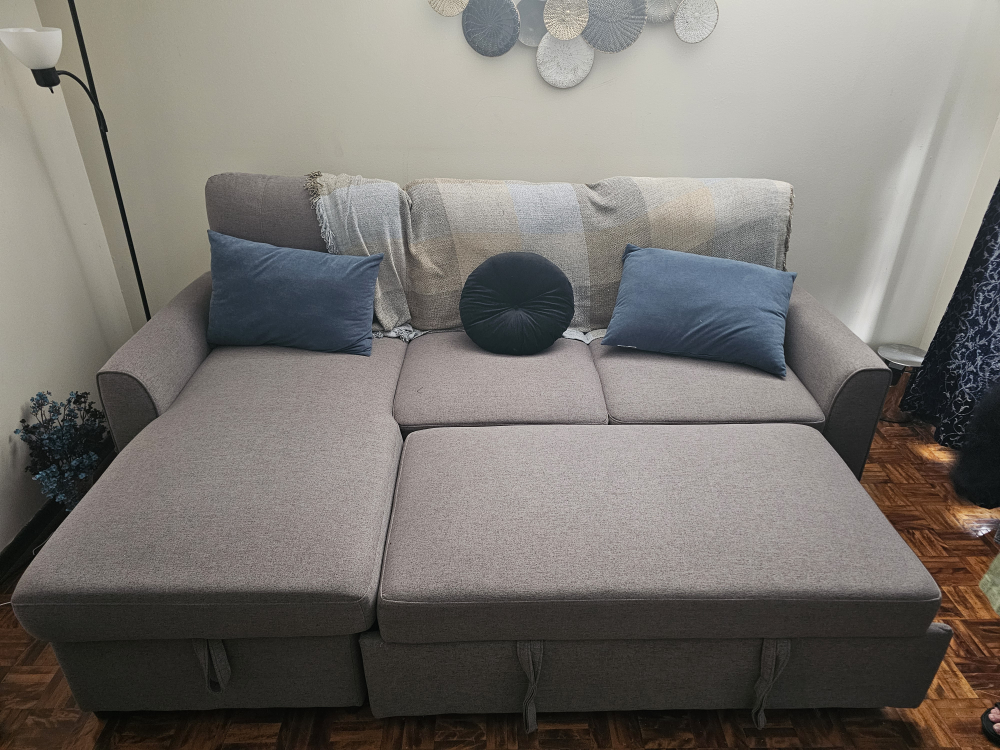 Grey Sectional Sofa with Pull-Out Bed - photo 2