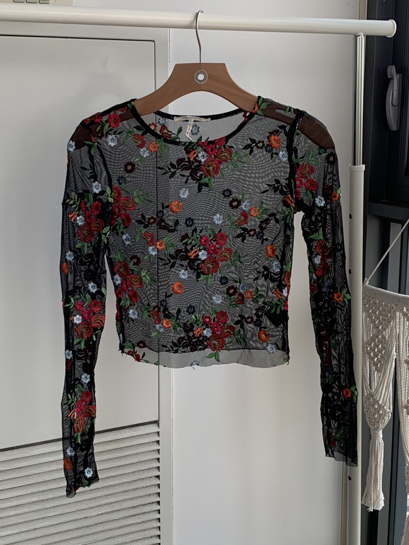 🌸Urban Outfitters Floral Mesh Top🌼 thumbnail