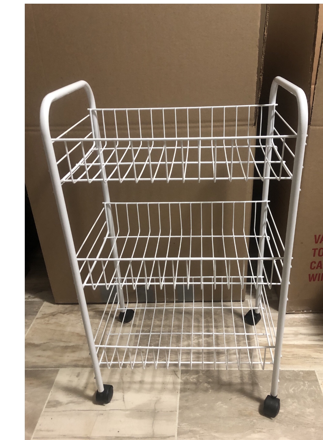 White Rolling Cart with 3 shelves