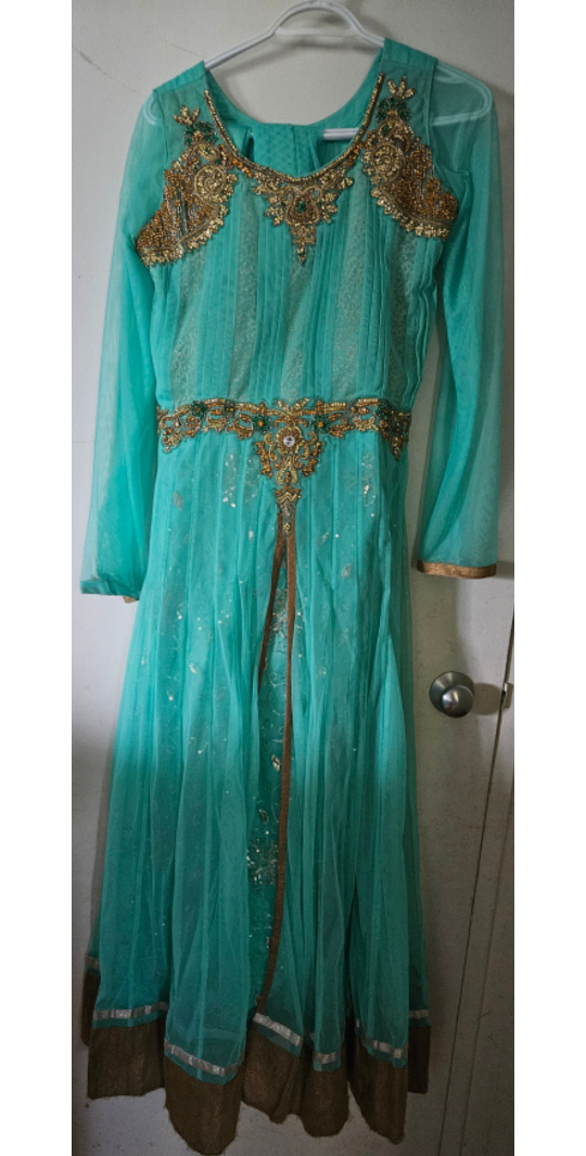 Teal Embroidered Dress